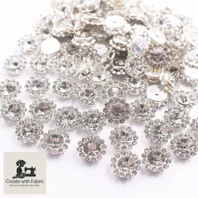 100pcs Flower Claw Sew On Rhinestones Silver Base Crystals For Garments